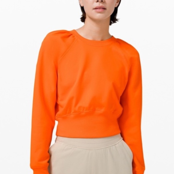 Lululemon LA Puff Sleeve Orange Crop Sweatshirt 4 - Picture 1 of 5